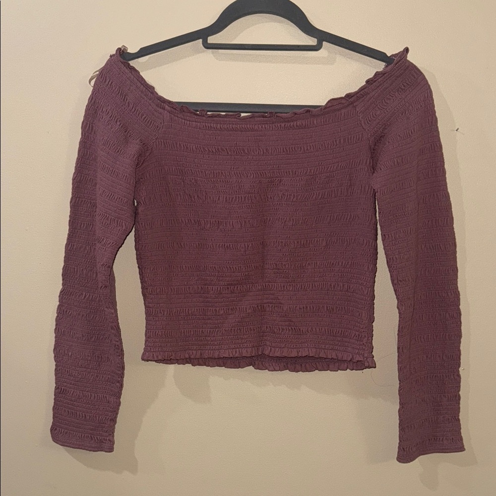 Off-Shoulder Knit Top in Burgundy